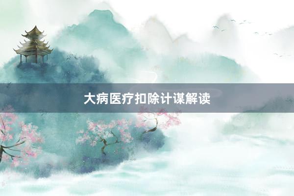 大病医疗扣除计谋解读